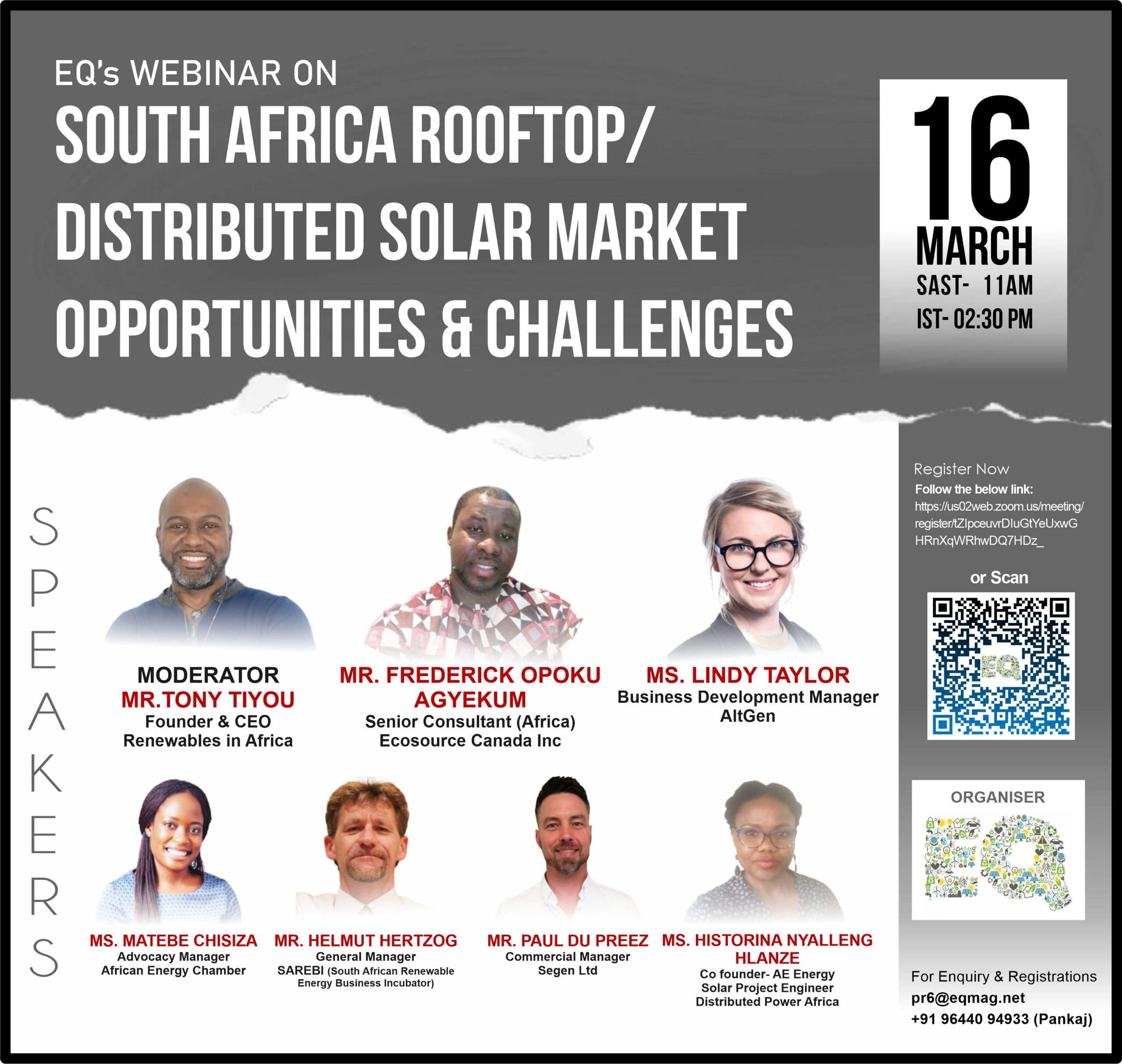 EQ Webinar on South Africa Rooftop & Distributed Solar Market Outlook 16th March 2022 (Wednesday) 2:30 PM Onwards….Register Now!