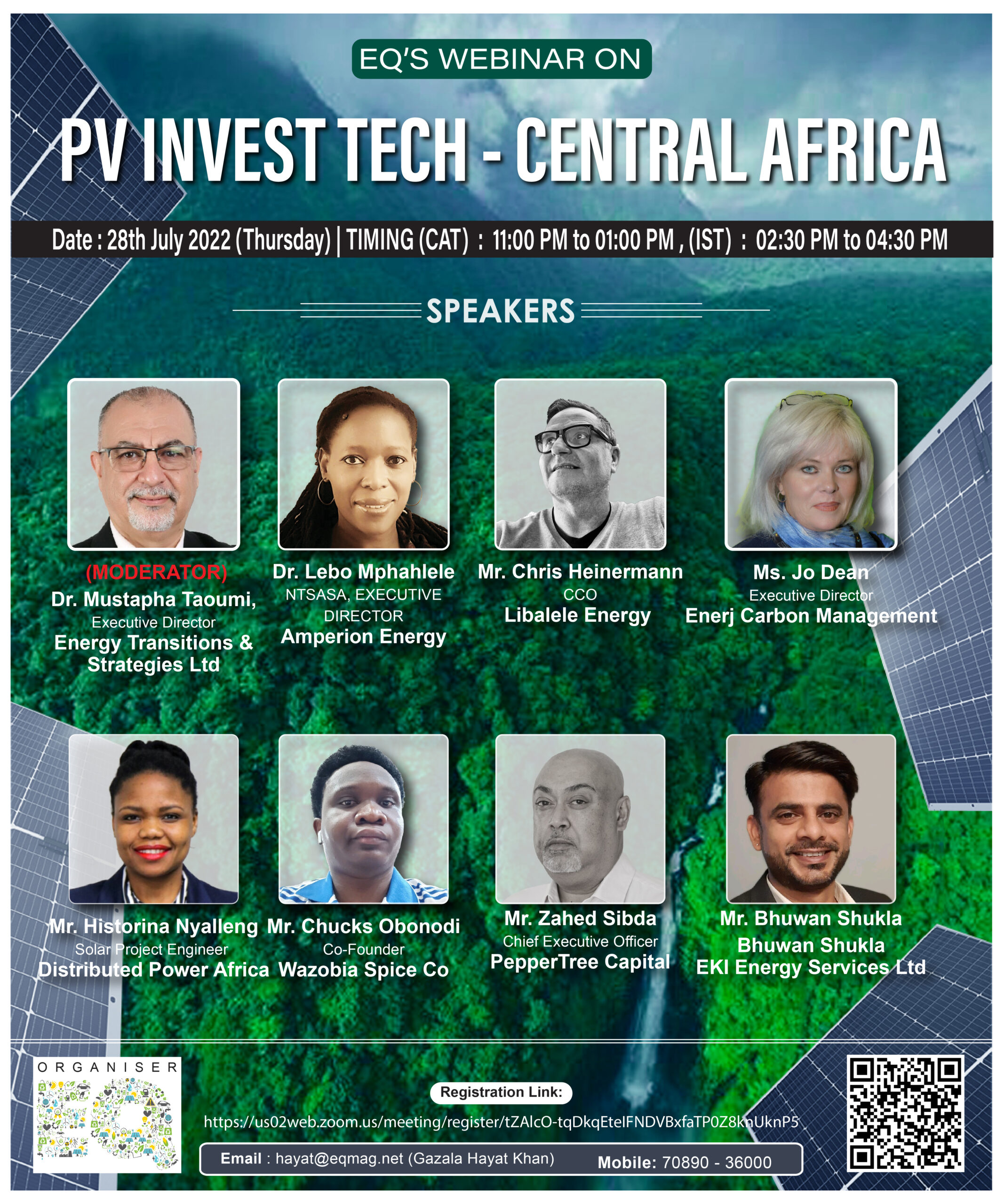EQ Webinar on Central Africa PV InvesTech 28th July 2022 (Thursday) 2:30 PM Onwards….Register Now!